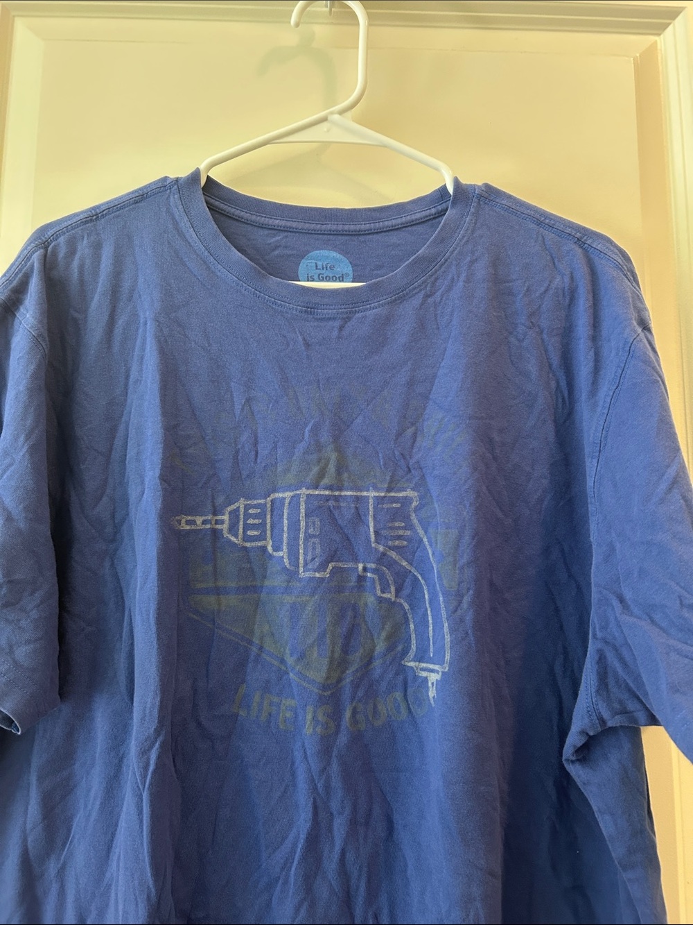 Life Is Good Men's Blue Crew Neck Graphic Drill T-Shirt short sleeves size XL